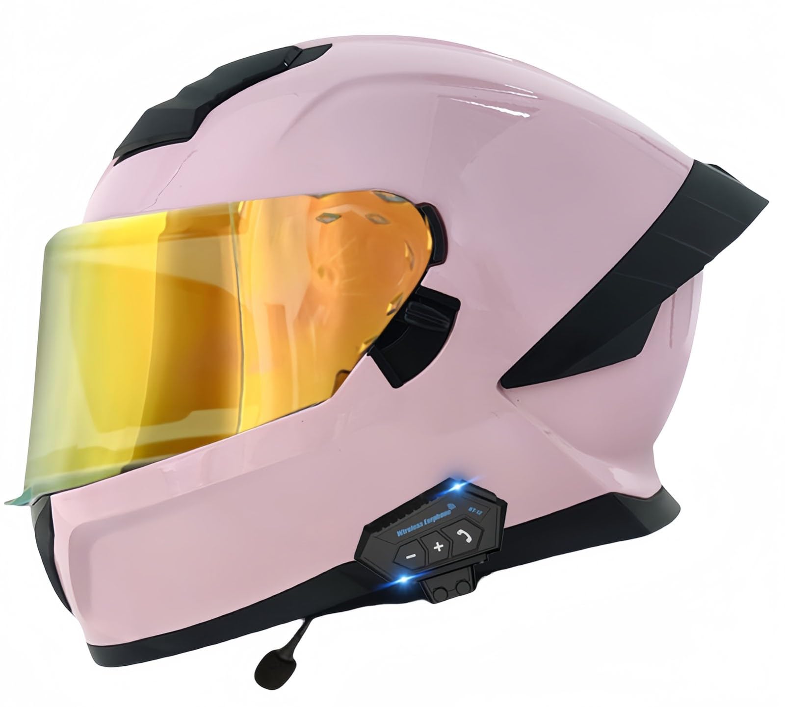 Bluetooth-Klapphelm, ECE-Zugelassener Motorrad-Integrierter Helm Mit Doppelvisier, Integral-Motorradhelm, Antibeschlag-Motorrad-Roller-Helm, Doppelspiegel, Herren-Damen-Helm E,XXL61-63CM