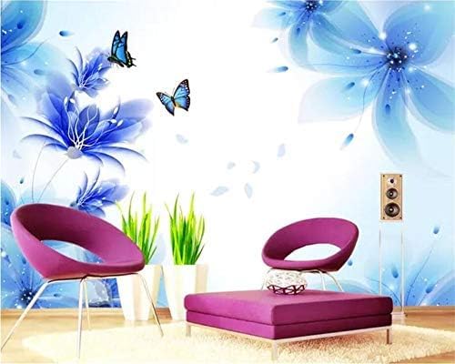 XLMING Blaue Fantasielilie Schmetterling Küche Esszimmer Arbeitszimmer Wohnzimmer TV Hintergrund Wand 3D Tapete-150cm×105cm