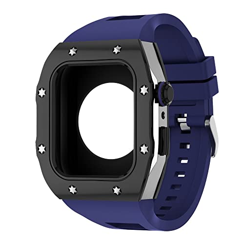 KANUZ Modifikations-Mod-Kit für Apple Watch, Armband 8, 7, 44 mm, 45 mm, Silikonband, Metallrahmen, Zubehör für iWatch Serie 6, 5, 4 SE (Farbe: X, Größe: 44 mm für 6/5/4/SE)