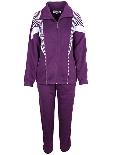 SOUNON Damen Baumwolle Trainingsanzug, Jogginganzug, Sportanzug, Freizeitanzug, Hausanzug Violett, Groesse: XL