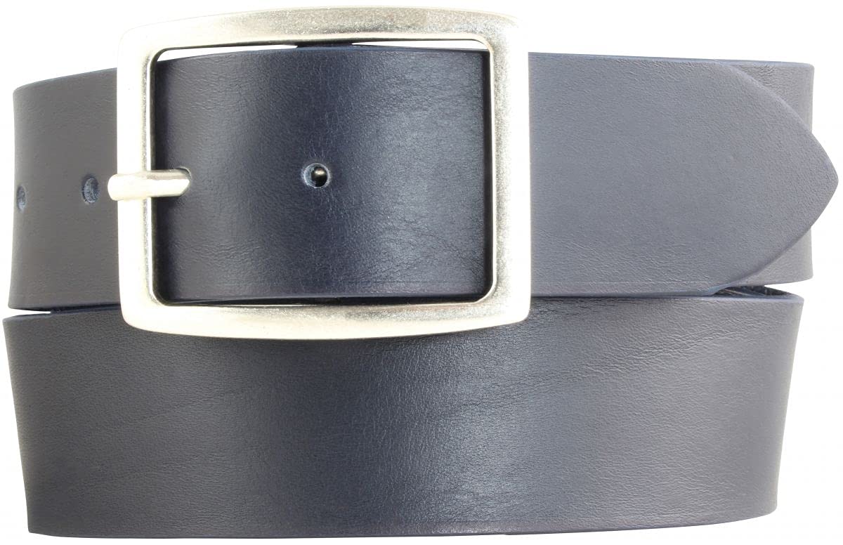 BELTINGER Jeansgürtel aus Vollrindleder mit Doppel-Schnalle 4,5 cm | Leder-Gürtel für Damen 45mm | Breiter Ledergürtel | Marine 90cm