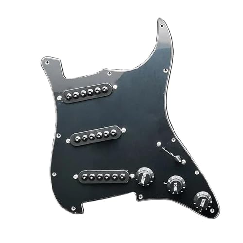 Schlagbrett Tonabnehmer für E Gitarre Vorverdrahtetes ST-Schlagbrett SSS 3 Single Coil-Tonabnehmer Einstellbares Schlagbrett mit großen Schrauben für E-Gitarre(Black Black pickup)