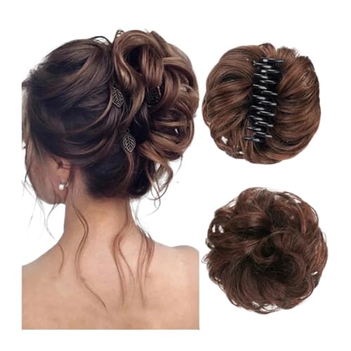 Haarteile Haarknoten Synthetischer Haarknoten, Clip-in-Chignon-Haarteil, lockiges, unordentliches Haar, Pferdeschwanz-Haarverlängerungen, Scrunchie-Haarteile for Frauen Brötchen Haare(1B/27HL)