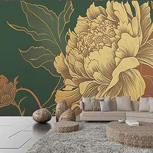 XLMING Licht Luxus Einfache Gelbe Skizze Pfingstrose Blume 3D Tapete Home Dekoration Wohnzimmer Sofa Schlafzimmer Tv Hintergrund Wand-400cm×280cm