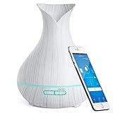 Alexa WiFi Aroma Diffusor für Ätherische Öle, 400 ml Smart Aromatherapie Luftbefeuchter, Unterstützt APP und Sprachsteuerung, 7 Farbige LED Duftlampen, Zeitpläne Erstellen, Timer, BPA-frei,Weiß