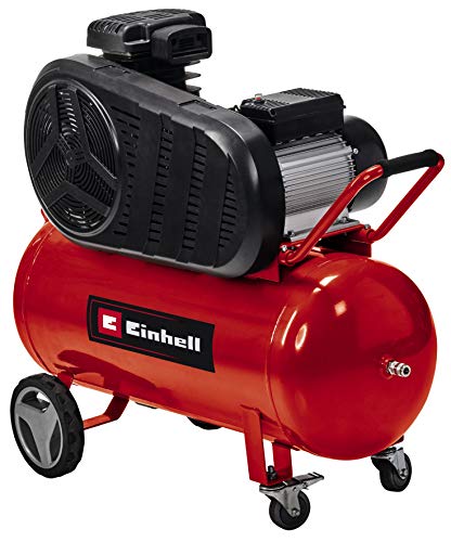 Einhell Kompressor TE-AC 430/90/10 (3000 W, 2850 (1/min), 430 L/min Ansaugleistung, Riemenantrieb, bis 10 bar, 90 l-Tank, ölgeschmierte Pumpe, großer Räder, hohe Abgabeleistung)