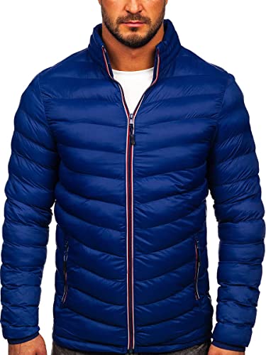 BOLF Herren Übergangsjacke Steppjacke Daunenjacke Sportjacke Freizeitjacke Reißverschluss Street Style J.Style SM71 Dunkelblau M [4D4]