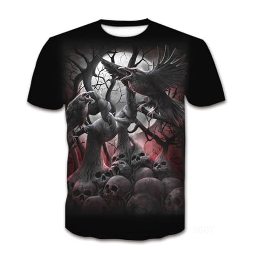 Totenkopf Herren Sommer T-Shirt Rundhals-Ausschnitt Slim Fit Männer Totenkopf T-Shirt (Gothic1,XL)