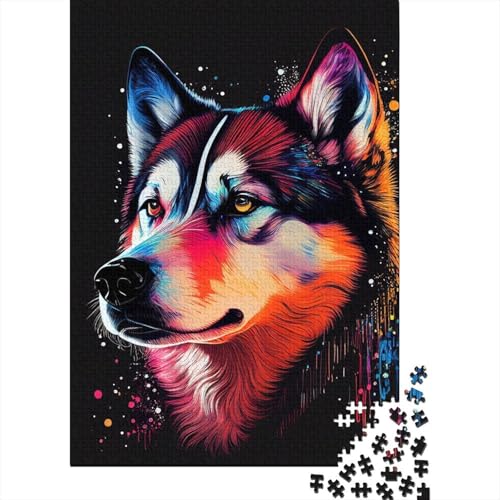 1000-teiliges Puzzle für Erwachsene Teenager, Husky-Farbe, Holzpuzzle für Erwachsene, Lernspielzeug, Familienspiele, 75x50cm