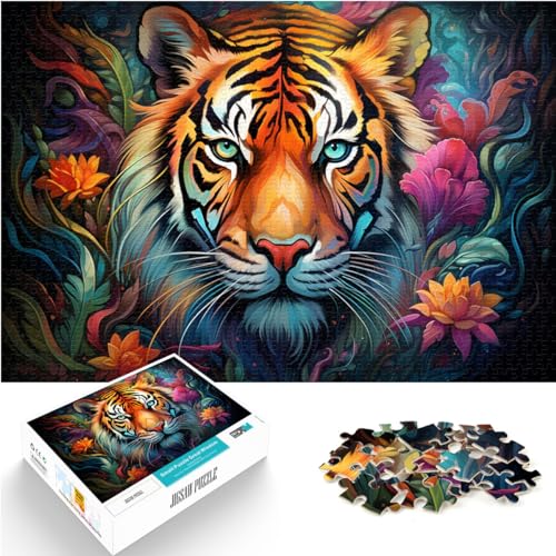 Puzzles für Erwachsene „Color Fantasy Tiger“ - 1000-teiliges Holzpuzzle ganze Familie und dieses 1000-teilige (50 x 75 cm)