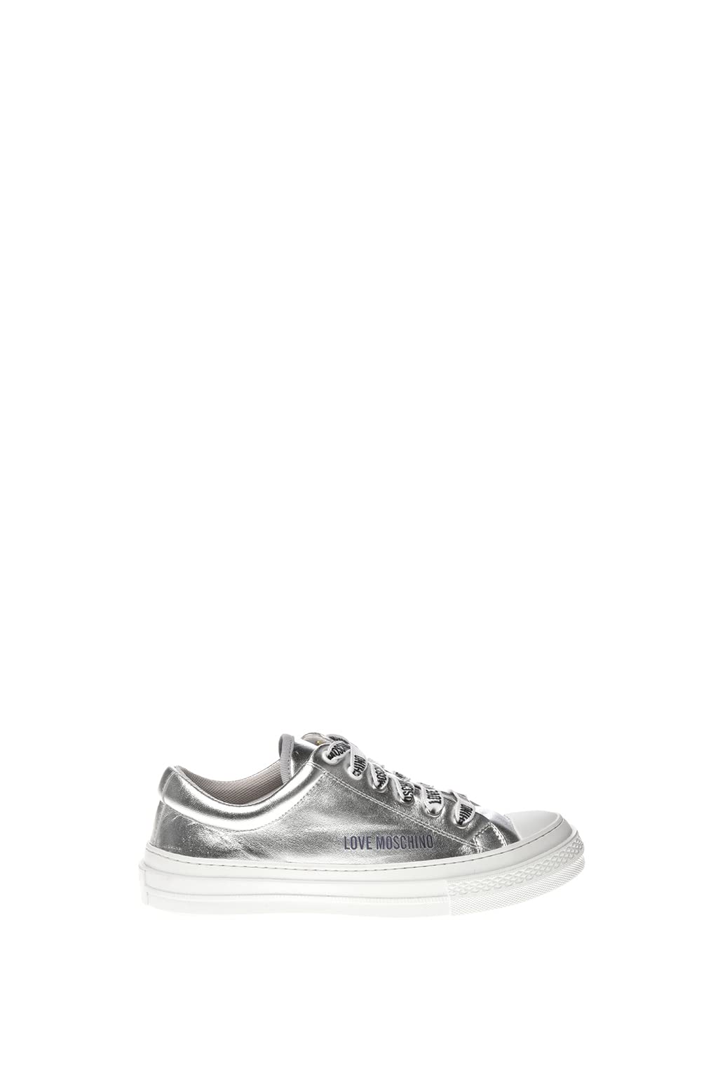 Love Moschino Damen Ja15764g0fif090235 Sneaker, Silber/schwarz, 35 EU