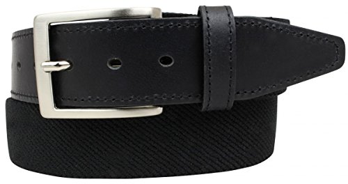 BELTINGER Stretch-Gürtel mit echtem Leder 3,5cm | Elastischer Gürtel für Herren Damen 35mm | Hochwertiger Leder-Gürtel | Schwarz 100cm