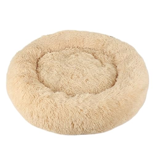 UVDS Katzenbett Haus Donut Rundes Sofa Zubehör Winter Haustierzubehör Warme Produkte Kissen Korb Kätzchen Matte for Katzenhundebetten (Color : Apricot, Size : 100cm)