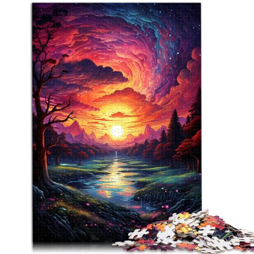 Puzzle für farbenfrohes und fantastisches Sonnenuntergangsspektakel, Puzzle für Erwachsene, 1000-teiliges Puzzle, Holzpuzzle, Heimkunstdekor, 1000 Teile (50 x 75 cm)