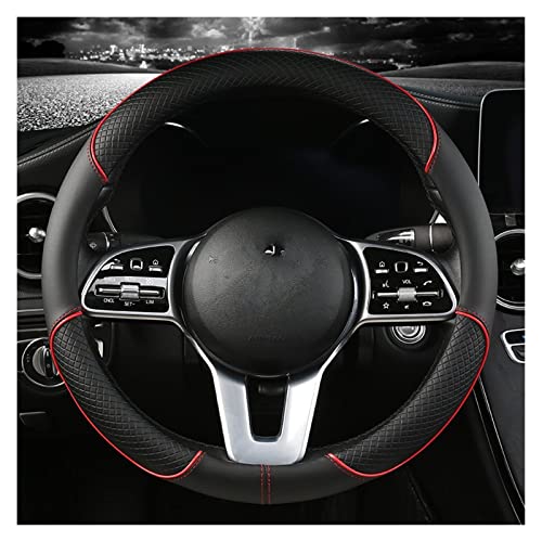 Auto Lenkradhülle Auto-Lenkradbezug Aus Mikrofaserleder Für Mercedes Für Ben Für AMG 38 cm Modelle AC CLA E GLA GLC GLE SB CLS-Klasse Zubehör Lenkradabdeckung (Farbe : RED O Shape)