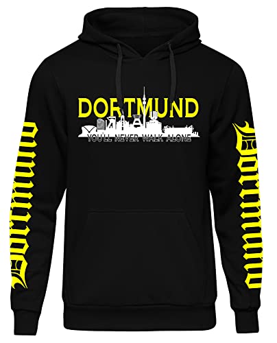 UGLYSHIRT Dortmund über Alles Herren Kapuzenpullover | Dortmund Pullover Skyline Hoodie | Schwarz (4XL)