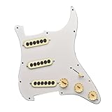 Schlagbrett Tonabnehmer für E Gitarre Vorverdrahtetes ST-Schlagbrett SSS 3 Single Coil-Tonabnehmer Einstellbares Schlagbrett mit großen Schrauben für E-Gitarre(White Yellow pickup)