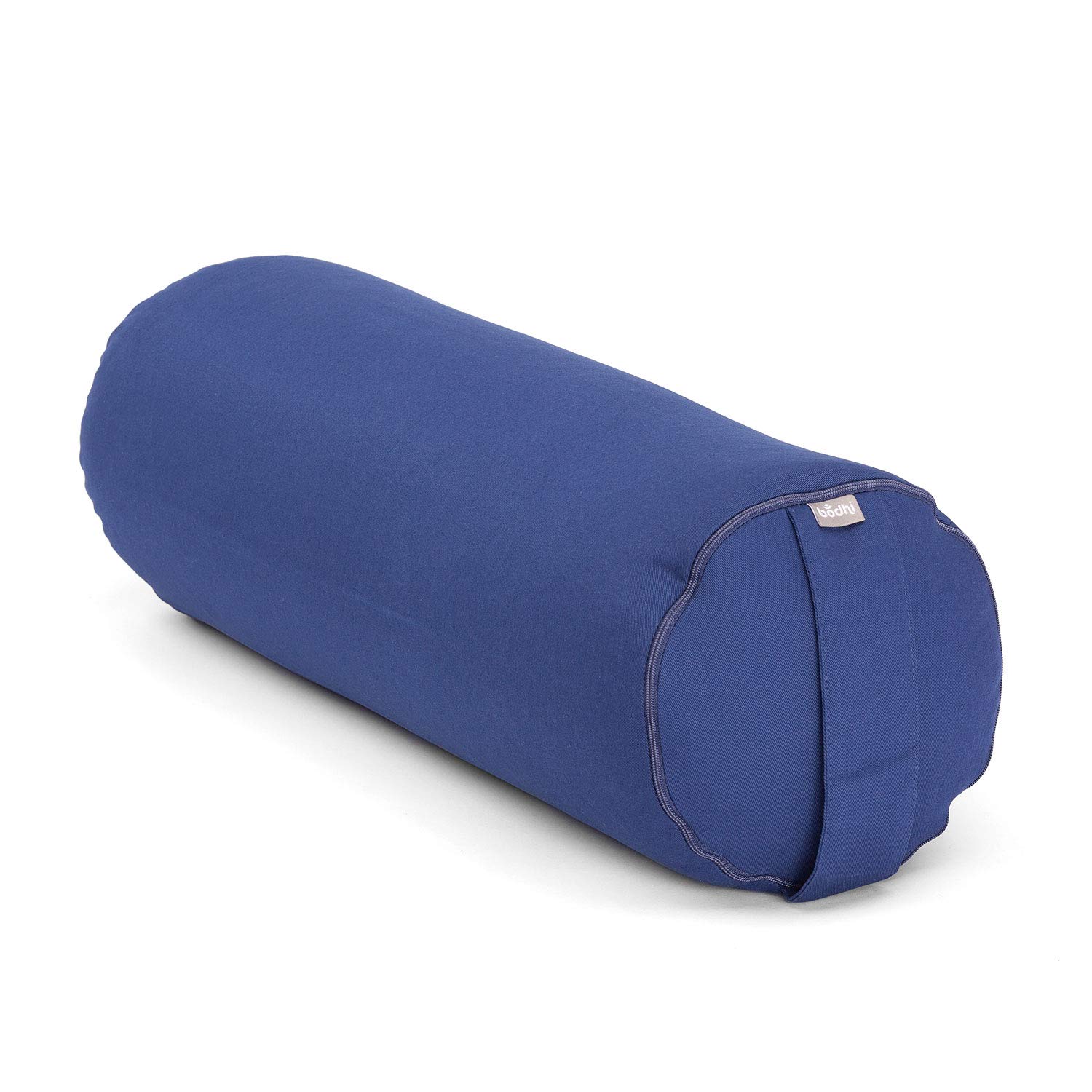 bodhi | Yoga Bolster ECO | 100% Bio-Baumwolle | Yogarolle mit Bio Dinkelfüllung | Waschbarer Bezug | Yogakissen rund für Restoratives Yoga Übungen | Groß ca. 65 x 20 cm | dunkelblau