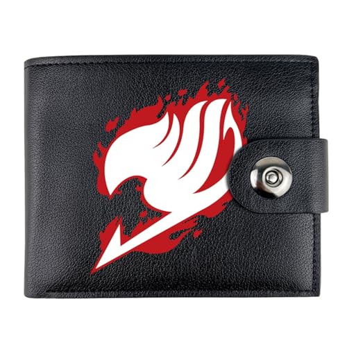 RYNDEX FAI-ry TA-il Anime-Geldbörsen, Cartoon-Münztasche Kleine Geldbörse, PU-Leder Geldbörse Brieftasche Wallet(Color:Black 5)