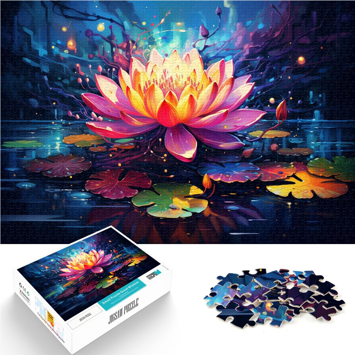 Puzzle | Puzzle Lotus im Wasser, 1000-teiliges Puzzle für Erwachsene, Holzpuzzle, Familienspiel zum Stressabbau, schwieriges Herausforderungspuzzle, 1000 Teile (50 x 75 cm)