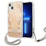 Guess GUHCP13SHFLSD Hülle für iPhone 13 Mini 5,4" Gold hardcase Flower Strap