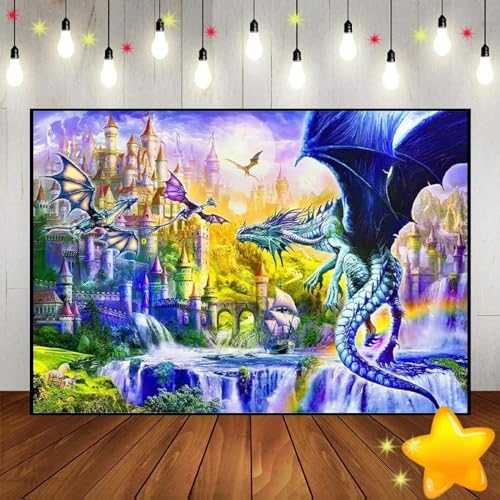 Fantasy Welt Wandteppich Mittelalter Roter Drache Mensch Krieg Mythologie Thema Foto Dekoration Fotografie Kulissen Party 300x200cm