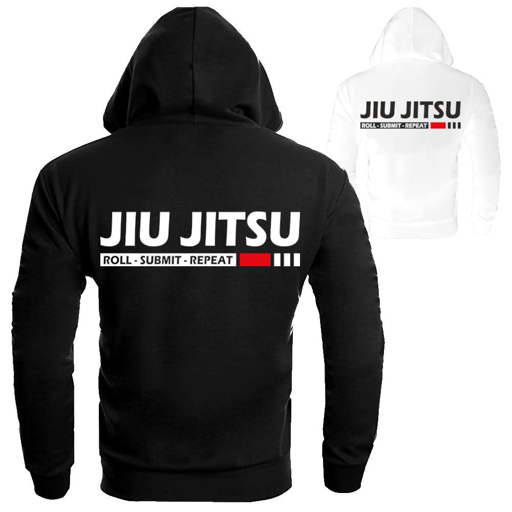 Dynamix Athletics Hoodie Jiu Jitsu Submit - BJJ Kampfsport Grappling Kapuzenpullover Hoody Sweater Sweatshirt mit Kapuze für Herren (as3, Alpha, x_l, Regular, Regular, Schwarz)