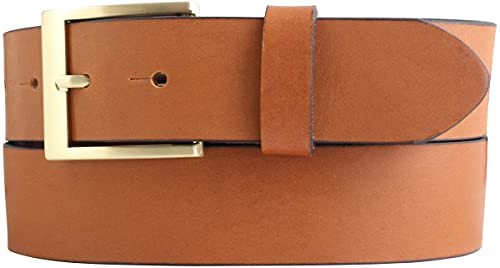 BELTINGER Überlängen-Gürtel aus Vollrindleder 4 cm | 120-180 cm Ledergürtel für Herren mit Gürtelschnalle Gold 40mm | Herren-Gürtel in Übergrößen | Cognac 130cm