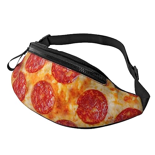 HSJFS Eiffelturm mit rotem Regenschirm bedruckt, modische Hüfttasche, verstellbare Hüfttasche, lässige Brusttasche, 3D Pizza Pepperoni, Einheitsgröße