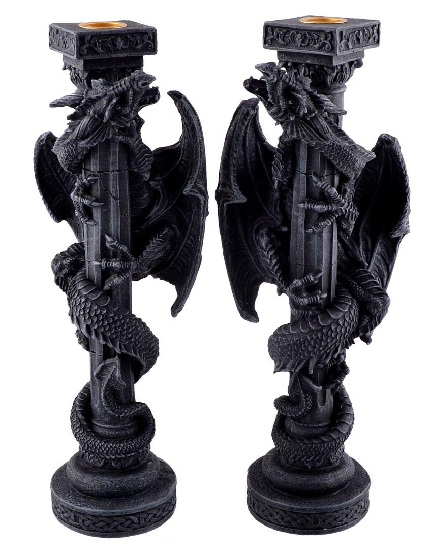 Vogler 766-3803 2er Set Kerzenständer Drache 31 cm Dragon Figur Kerzenhalter