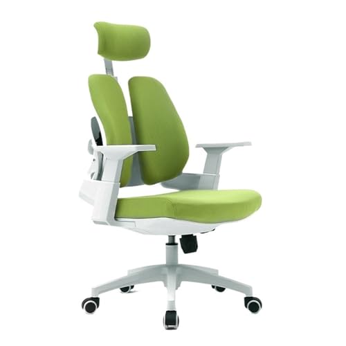 Bürostühle Ergonomischer Bürostuhl mit hoher Rückenlehne, Schreibtischstuhl mit Rollen, Chefsessel mit Drehfunktion und verstellbarer Armlehne, Lordosenstütze und Kopfstütze Schreibtischstuhl(Green)