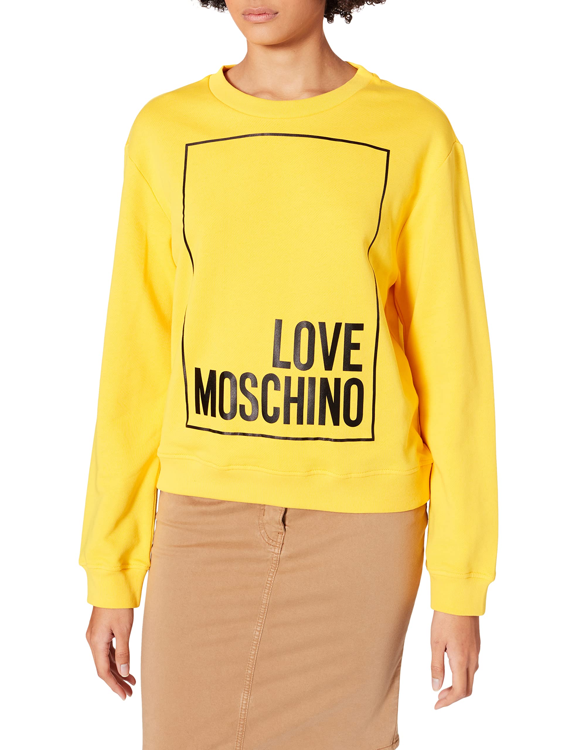 Love Moschino Womens Long Sleeve Regular fit Round Neck Sweatshirt, Yellow, 40