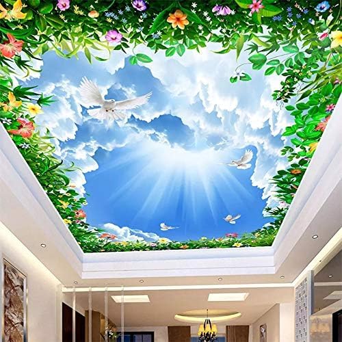 XLMING Natur Blume Bunte Taube Blaue Wolke Küche Esszimmer Arbeitszimmer Wohnzimmer TV Hintergrund Wand 3D Tapete-300cm×210cm