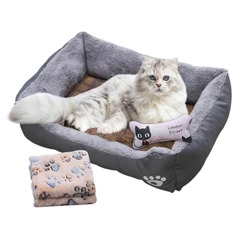 Takluu Katzennestbett, Hundecouchbett | Katzen- und Hundeschlafsofa, Haustierhaus, Nesthöhle - Luxuriöses Welpen-Haustierbett mit Kühlmatte, Decke und Spielzeugknochen zum Schlafen