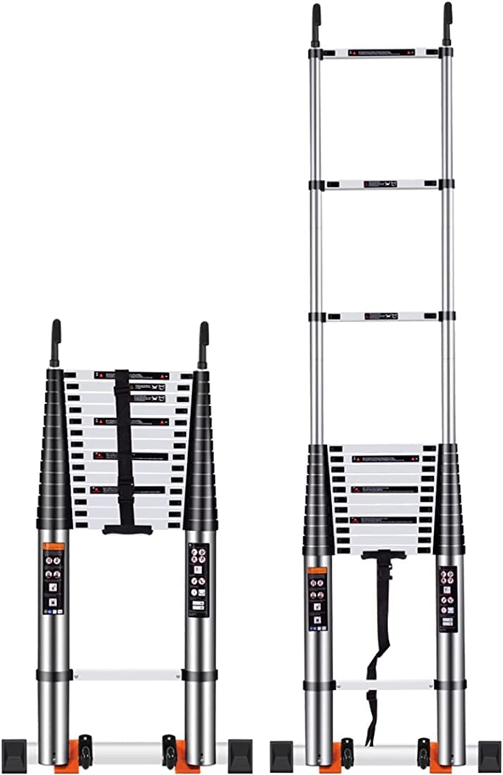 Teleskopleiter aus Aluminium mit Haken, 2 m/3 m/4 m/5 m/6 m hohe Teleskop-Ausziehleitern für Wohnmobil, Dachboden, Haus und Dachboden, Tragkraft 150 kg (Größe: 2,3 m/7,5 Fuß) Interessantes Leben,