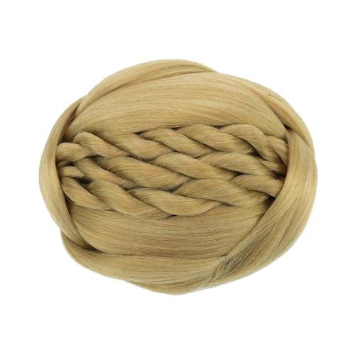 Haarteil Synthetisches Haar, geflochtener Chignon, schwarzer Clip im Haarknoten, Donut-Haarabdeckung, Haargummis, Zubehör, Haarteile mit Rollen Haarverlängerung(Ash Blonde)