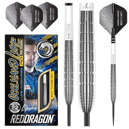 RED DRAGON Luke Humphries TX1 22 Gramm Premium Tungsten Darts Set mit Flights und Stielen