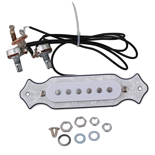 ZENGXUE 1 Set Vorverdrahtet 6-String-Single-Spule-Pickup-Gitarre-Soundloch-Pickup- Kabelbaum Mit Volumen- Und Tontöpfe Humbucker Tonabnehmer Set (Color : White Pearl)