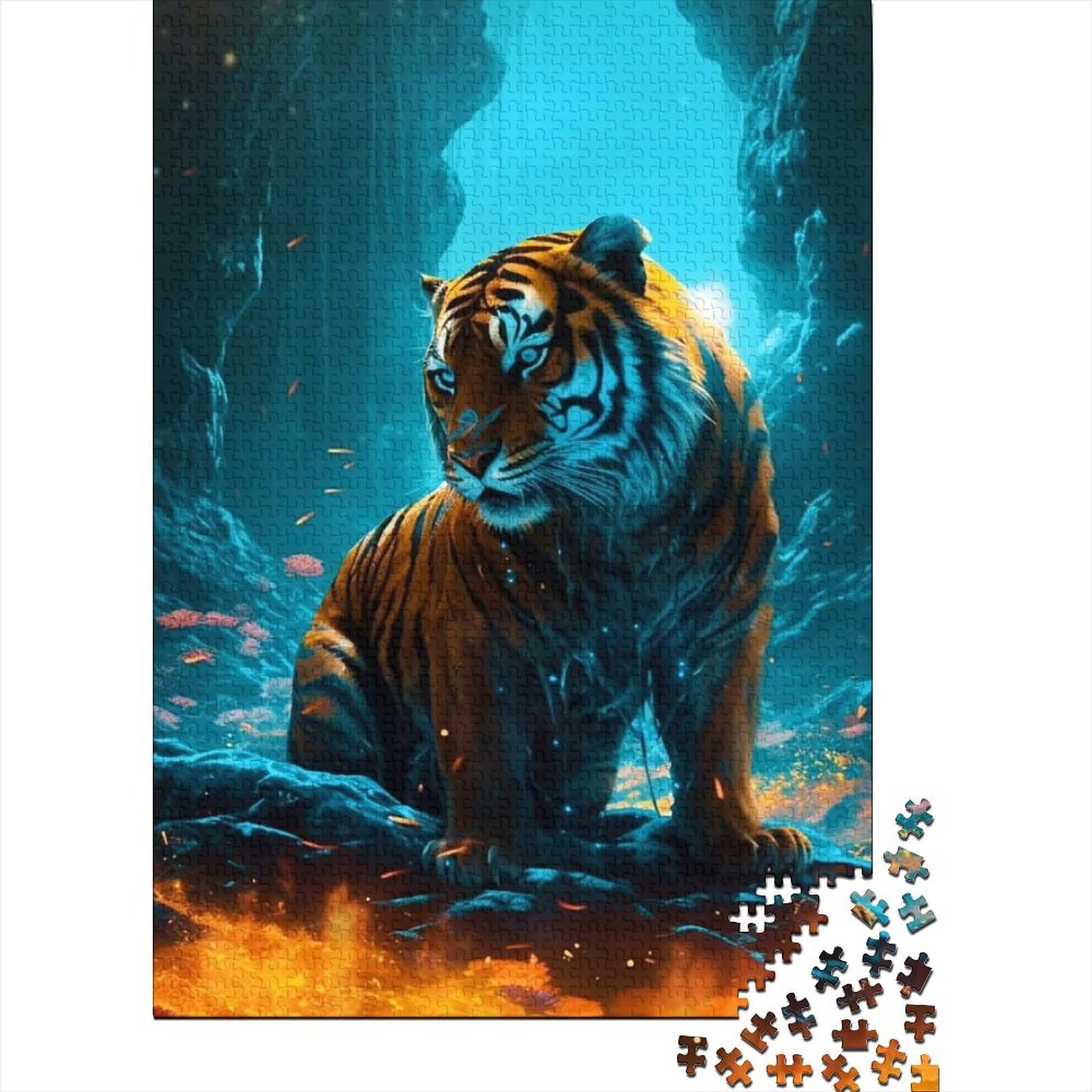 Tiger-Holzpuzzle für Erwachsene und Teenager, 500 Teile für Erwachsene, schwierige Puzzles, Holzpuzzles für Erwachsene und Teenager (Größe 20,47 x 14,96 Zoll)