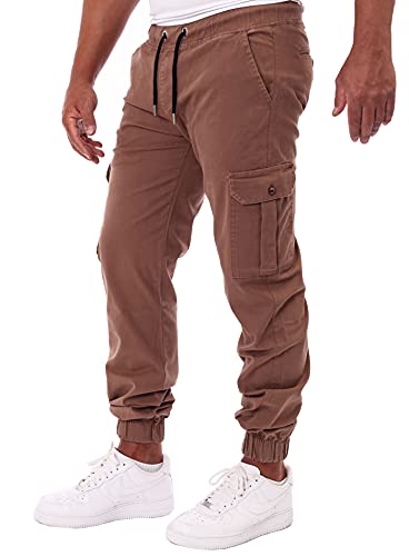 Reslad Chinohose Herren Jogging Jeans Chino Freizeithose Cargo-Hose Jogginghose RS-2084 Braun W34