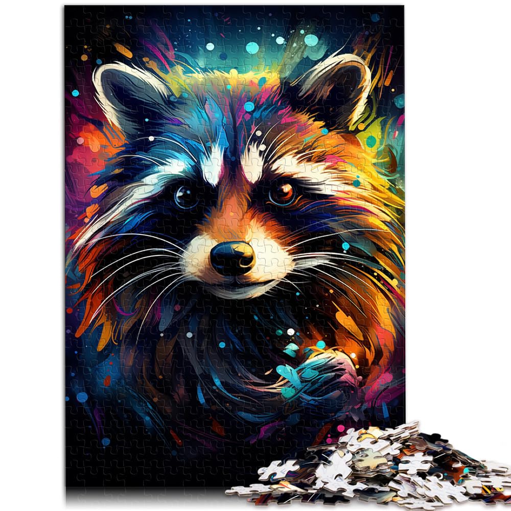 Puzzle, Geschenke, Spielzeug, Bunter Waschbär, 1000-teiliges Puzzle, jedes Teil ist einzigartig – anspruchsvolles, unterhaltsames Spiel für die ganze Familie, 1000 Teile (50 x 75 cm)