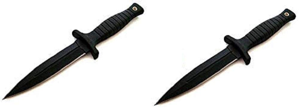 KOSxBO 2er SET Knife Dolch Outdoor Messer in Schwarz Gesamtlänge 23cm perfekt als Survival Messer feststehende Klinge Bushcraft incl. Holster