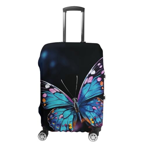 CSGJMYGS Reisegepäckabdeckung, elastisch, waschbar, modisch, kratzfest, Sonnenblumenfeld, Sonnenuntergang, Koffer-Schutz, passend für 45,7 - 81,3 cm Gepäck, Charmanter Schmetterling, L