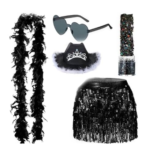 Zeiwohndc Cosplay Hüte Braut Western Schal Hüfte Rock Sonnenbrille Bachelorettes Party Kostüm Set