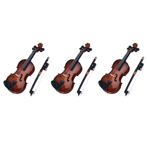 Yeihhtuk 3X Geschenke Violine Musikinstrument Miniatur-Nachbildung mit Etui, 8X3cm