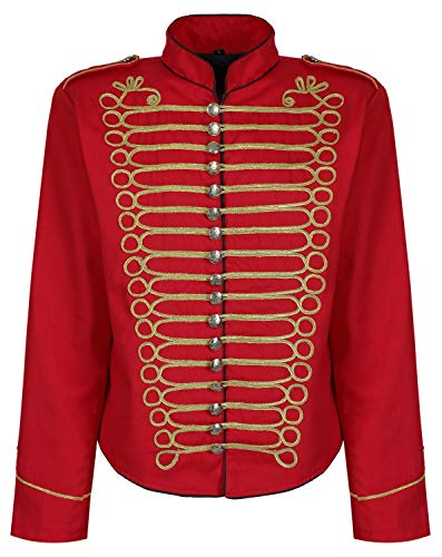 Herren Steampunk Napoleon Offizier Parade Jacke - Rot & Gold (Herren XXXL)