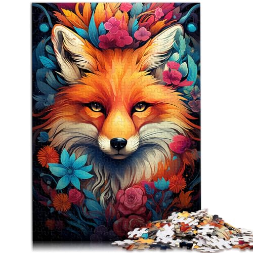 Puzzlespiel „Der farbenfrohe Psychedelismus des Blumenfuchses“ Puzzle 1000 Teile für Erwachsene Holzpuzzle Lernspielzeug 1000 Teile (50 x 75 cm)