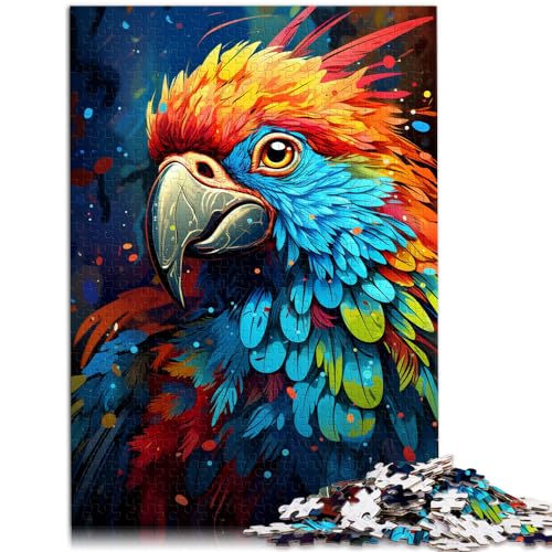 Puzzles, farbenfrohe Psychedelie eines süßen Papageis, Puzzles für Erwachsene, 1000 Puzzles aus Holz, anspruchsvoll, aber unterhaltsam und humorvoll, 1000 Teile (50 x 75 cm)