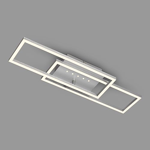 BRILONER - LED Deckenlampe mit kleinen LED-Dots, warmweißes Licht, Schwenkbare Deckenleuchte, LED Lampe Alufarbig, 28W Wohnzimmerlampe mit Speicherfunktion, 560x180x75 mm (LxBxH)