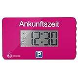 Parkwächter Automatische Parkscheibe gemäß der Straßenverkehrsordnung, Digitale Parkscheibe für das Auto, Elektronische Parkuhr, Pink, 105 x 60 x 13 mm